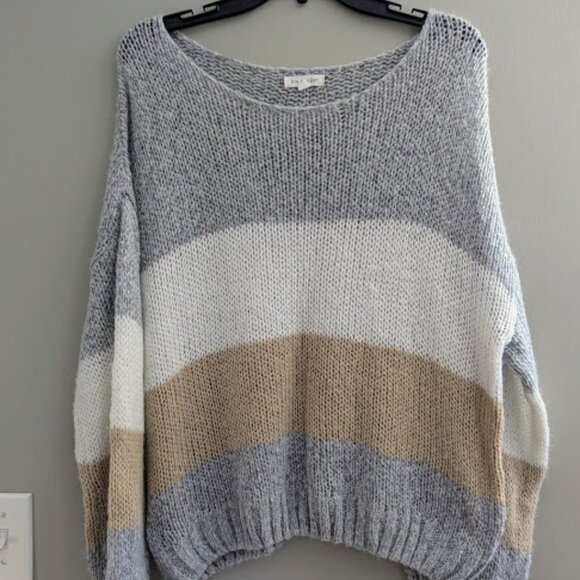 Blu Pepper Ready or Not Color Block Acrylic Sweater Womens Size Large - Picture 1 of 6
